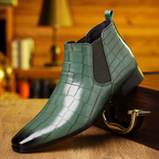 Herren Chelsea Boots Felix – Echtleder mit Krokoprägung, Burgund