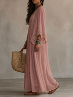 Damen Ibiza-Maxikleid Brisa – Häkelstoff, Weiß, Boho-Stil