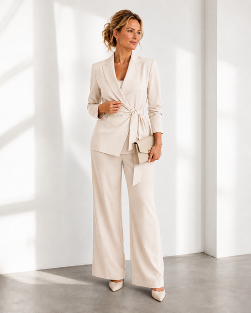 Damen Anzugset Emma – Blazer mit Gürtel & Hose, elegant