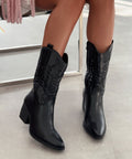 Damen Cowboy-Stiefel Julia – Veganes Velours, mittelhoch
