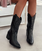 Damen Cowboy-Stiefel Julia – Veganes Velours, mittelhoch