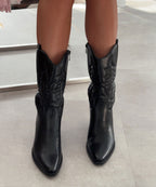 Damen Cowboy-Stiefel Julia – Veganes Velours, mittelhoch