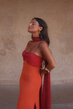 Damen Kleid Sophia – Zweifarbig mit Halstuch, elegant