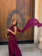 Damen Maxikleid Emma – Bordeaux, fließendes Polyester