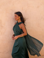 Damen Abendkleid Grün – Elegant mit Ausschnitt, für Hochzeitsgäste