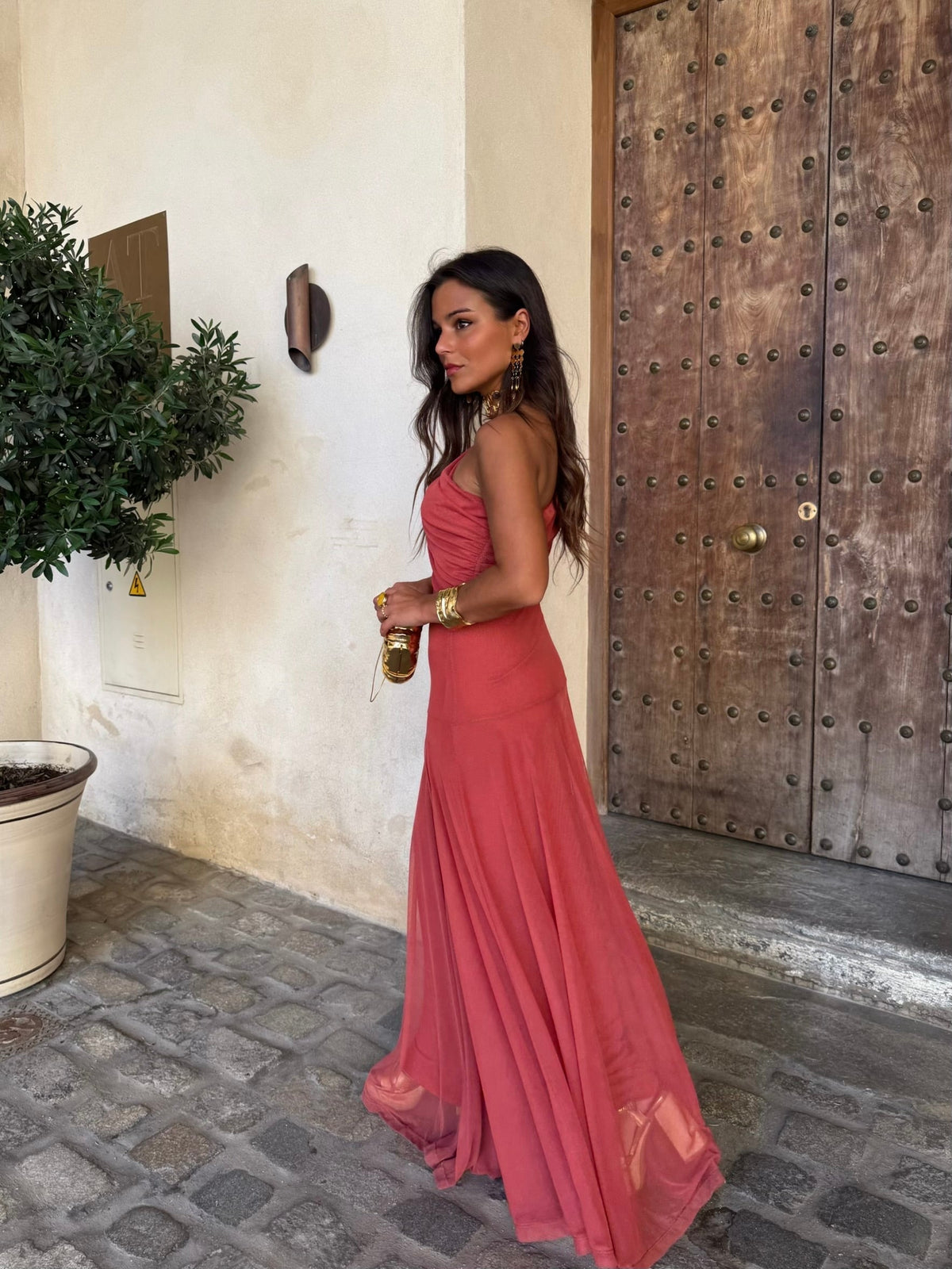 Damen Tüllkleid Rosa – Elastischer Schnitt, fließend