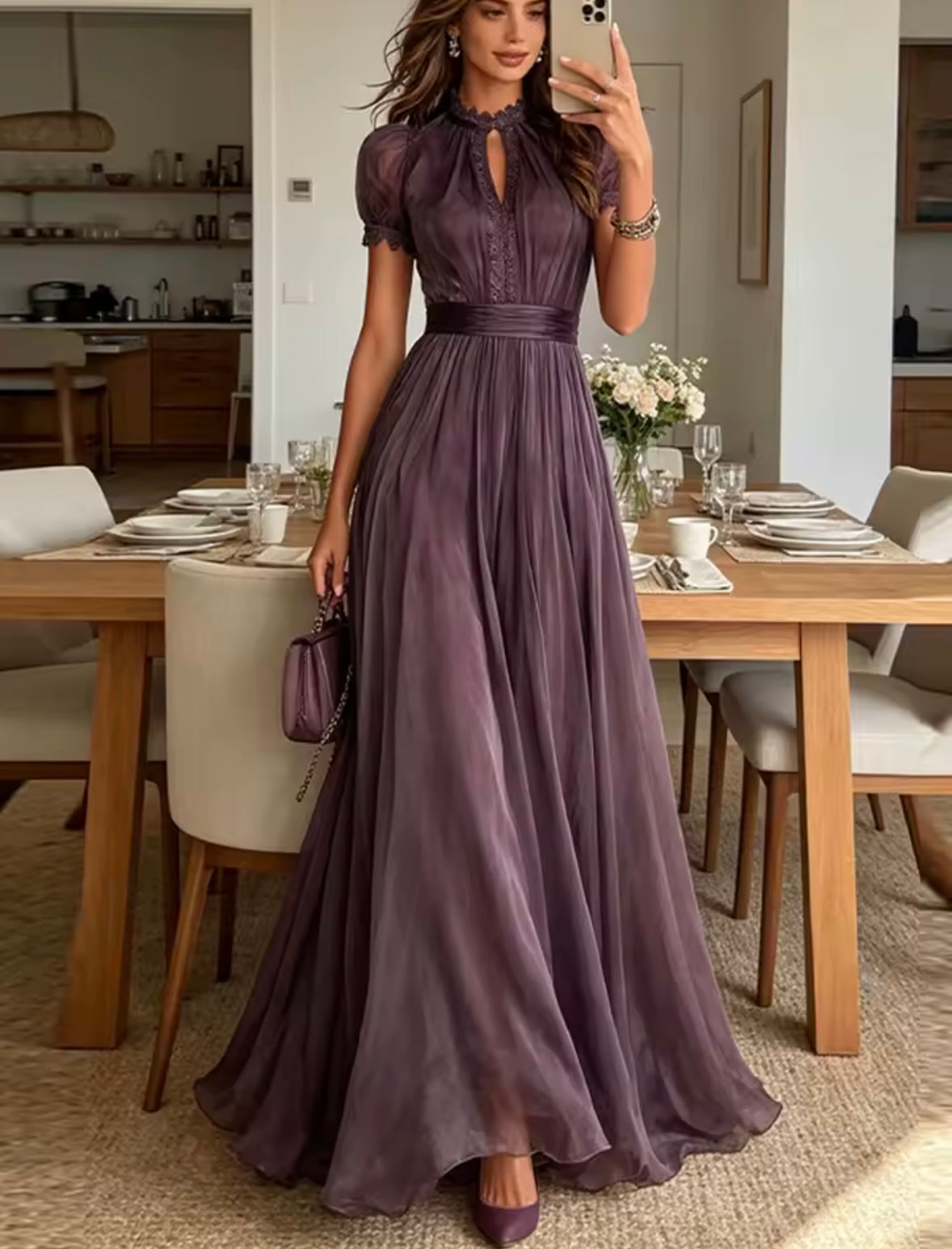 Damen Langes Chiffonkleid Sophia – Elegant, komfortabel