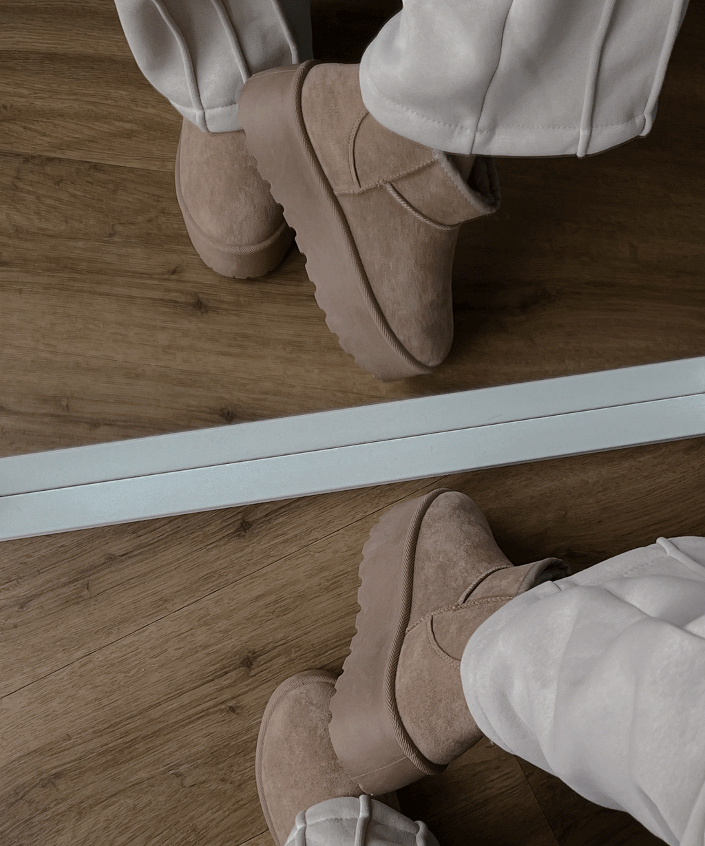 Damen Stiefel Plattform Greta – Kamelfarben, Gefüttert