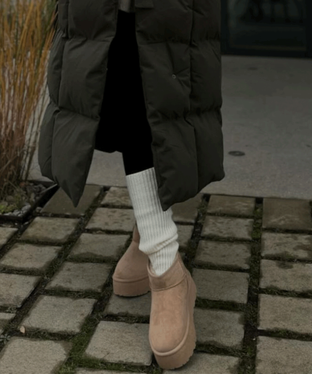 Damen Stiefel Plattform Greta – Kamelfarben, Gefüttert