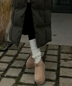 Damen Stiefel Plattform Greta – Kamelfarben, Gefüttert