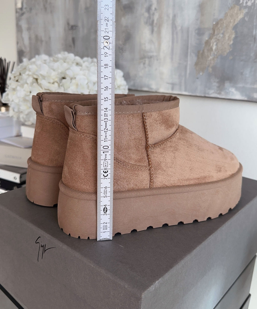 Damen Stiefel Plattform Greta – Kamelfarben, Gefüttert