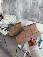 Damen Stiefel Plattform Greta – Kamelfarben, Gefüttert