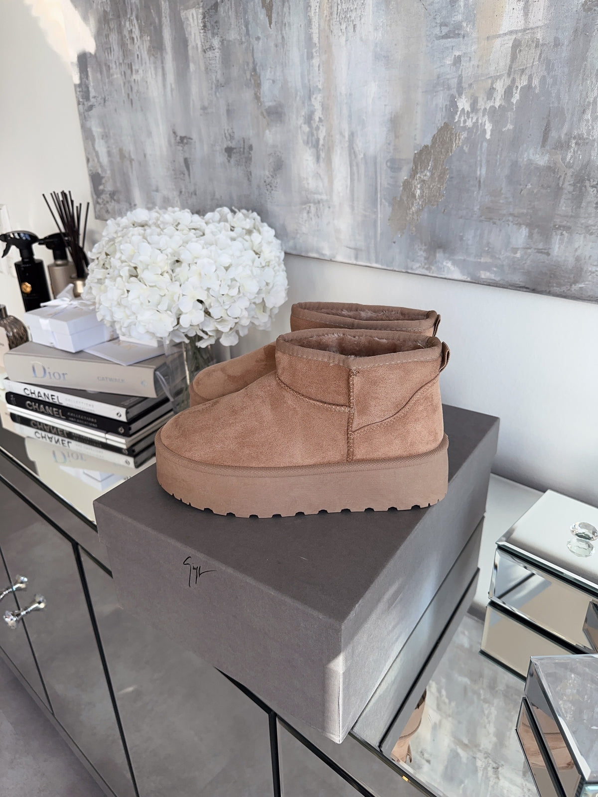 Damen Stiefel Plattform Greta – Kamelfarben, Gefüttert
