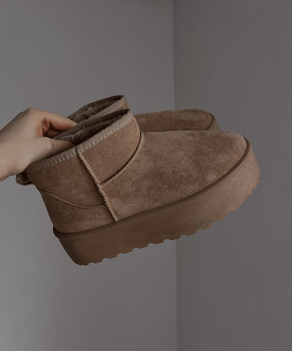Damen Stiefel Plattform Greta – Kamelfarben, Gefüttert