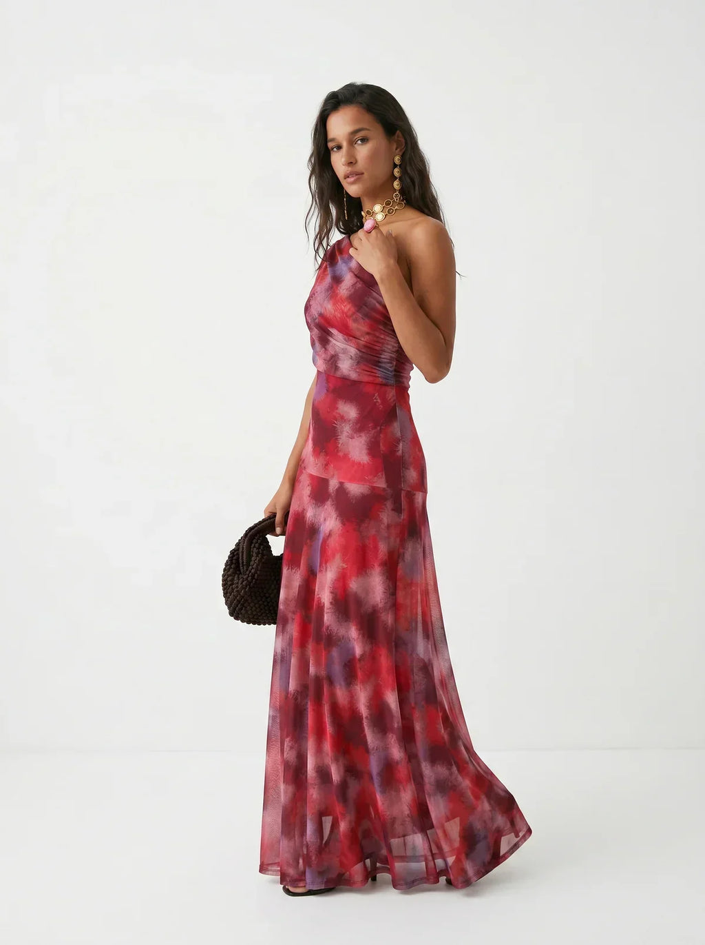 Damen Langkleid Lina – Drapierung, schulterfreier Ausschnitt