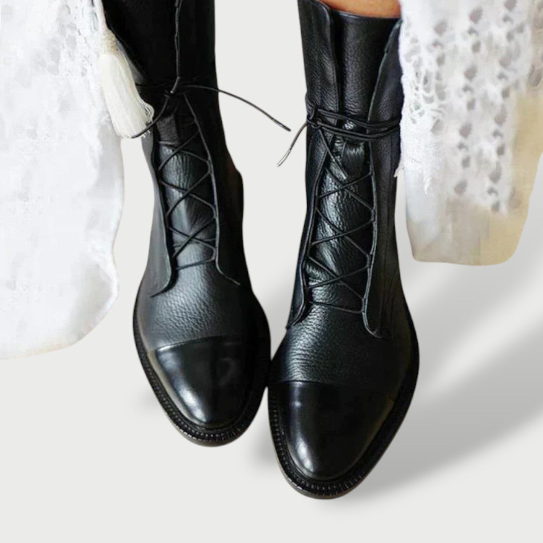 Damen Stiefel Charlotte – Echtleder, Mittelschaft, Vintage