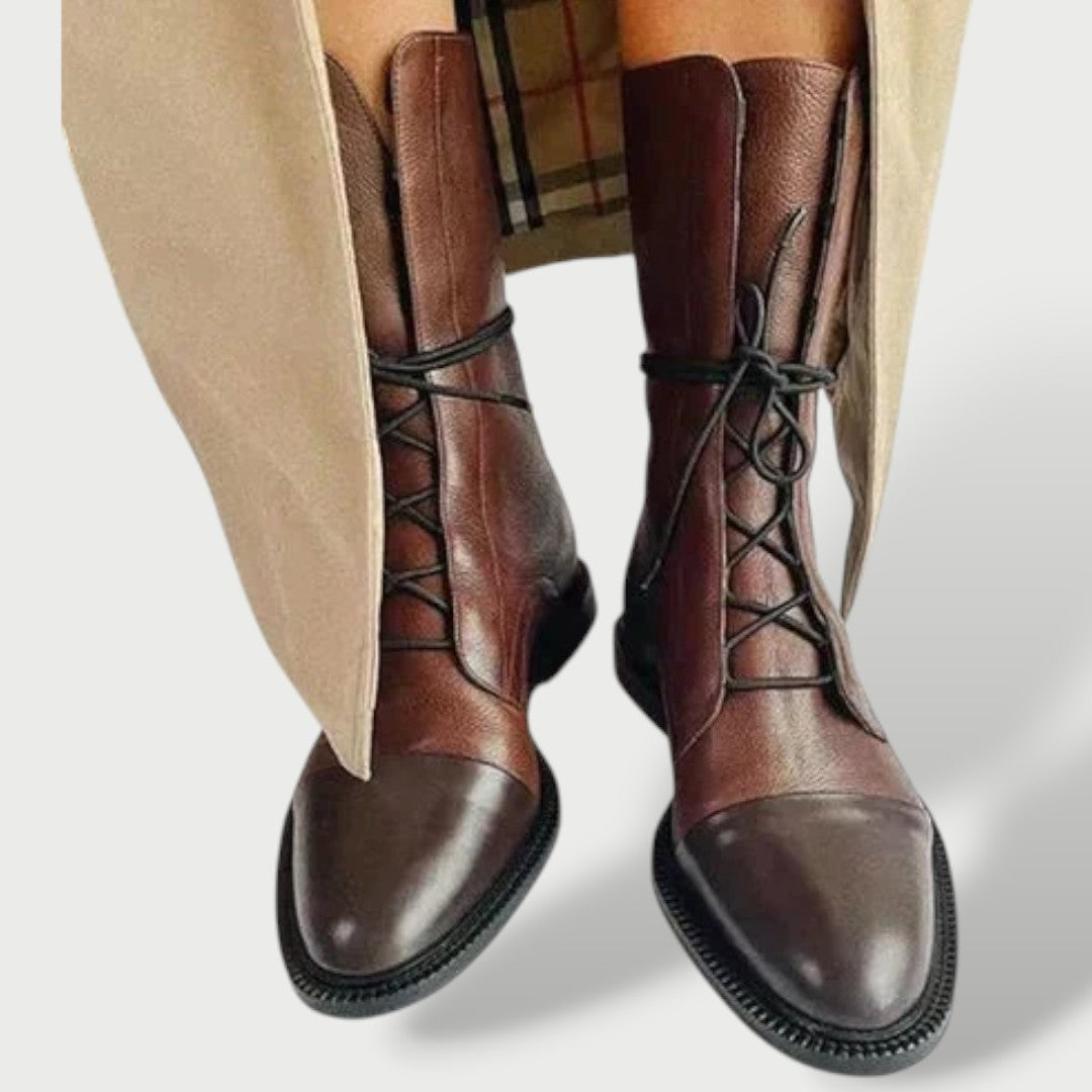 Damen Stiefel Charlotte – Echtleder, Mittelschaft, Vintage
