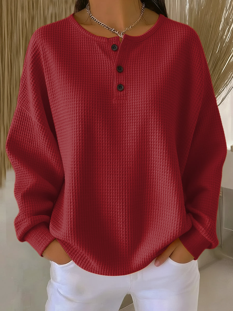 Damen Strickpullover Marta – Waffelpiqué, Unifarben