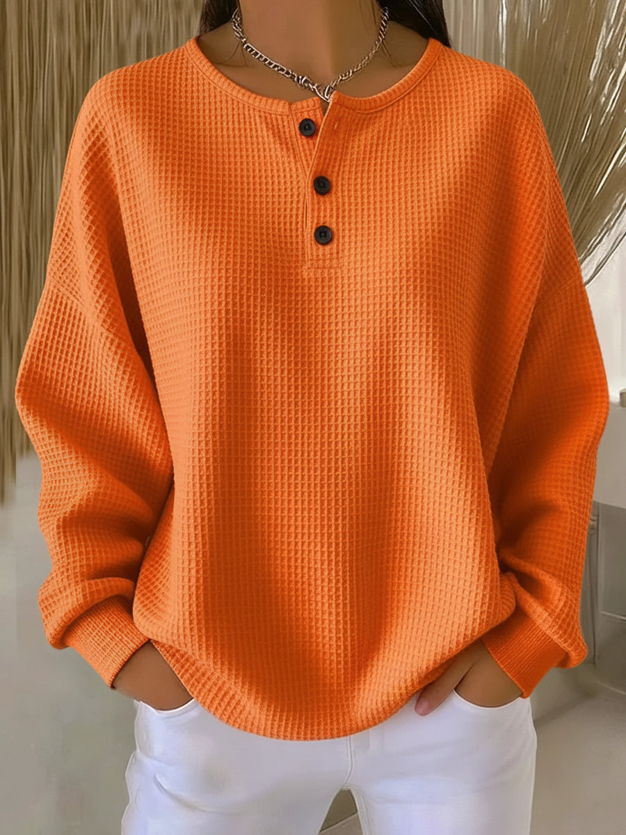 Damen Strickpullover Marta – Waffelpiqué, Unifarben