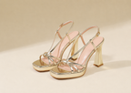 Damen Absatzsandale Lena – Goldfarben, 10cm Absatz