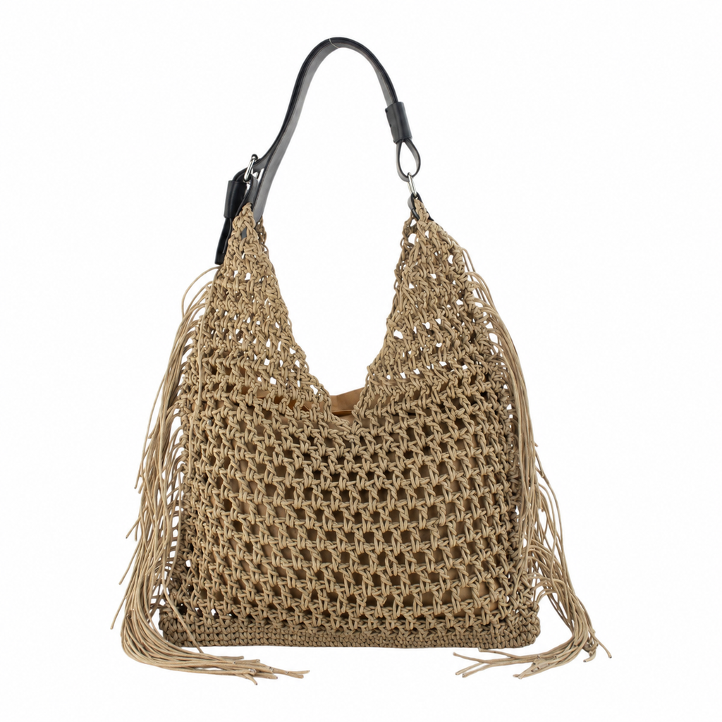 Damen Strandtasche Sophia – geflochtene Kordel, Hobo-Style