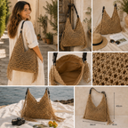 Damen Strandtasche Sophia – geflochtene Kordel, Hobo-Style