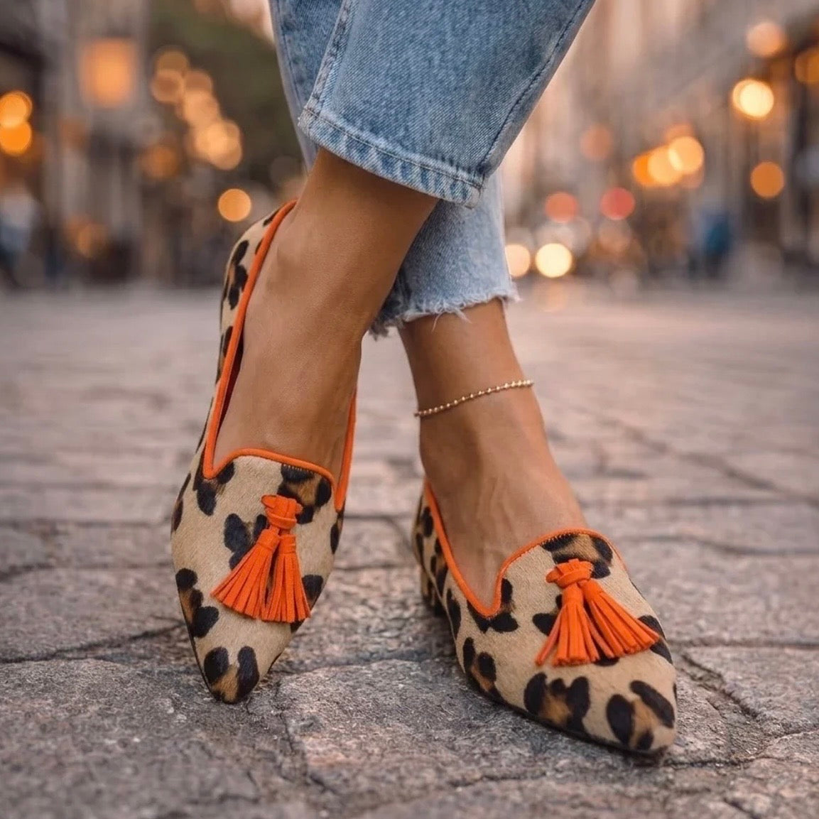 Damen Ballerinas Sophia – Spitzform, Animal Print, Bequeme Sohle