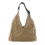 Damen Strandtasche Sophia – geflochtene Kordel, Hobo-Style