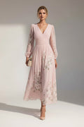 Damen Blumenkleid Midi Lena – V-Ausschnitt & Fließend