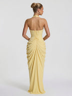 Damen Abendkleid Emma – Neckholder, Seitenschlitz, fließend