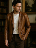 Herren Lederjacke Marcus – Premium Karamell, Kunsthandwerk