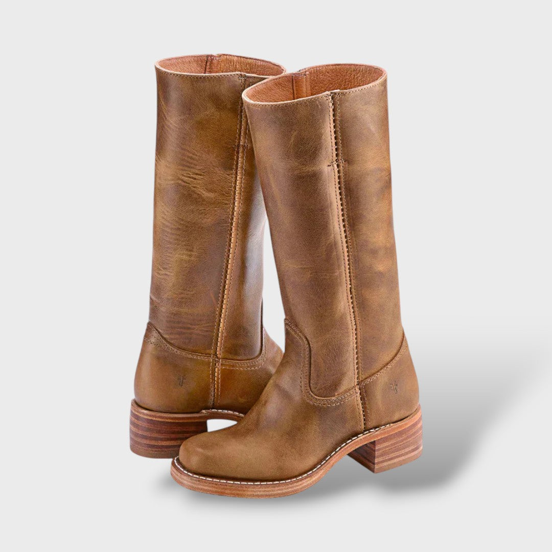 Damen Stiefel Clara – Kniehoch elegant, strukturierte Sohle