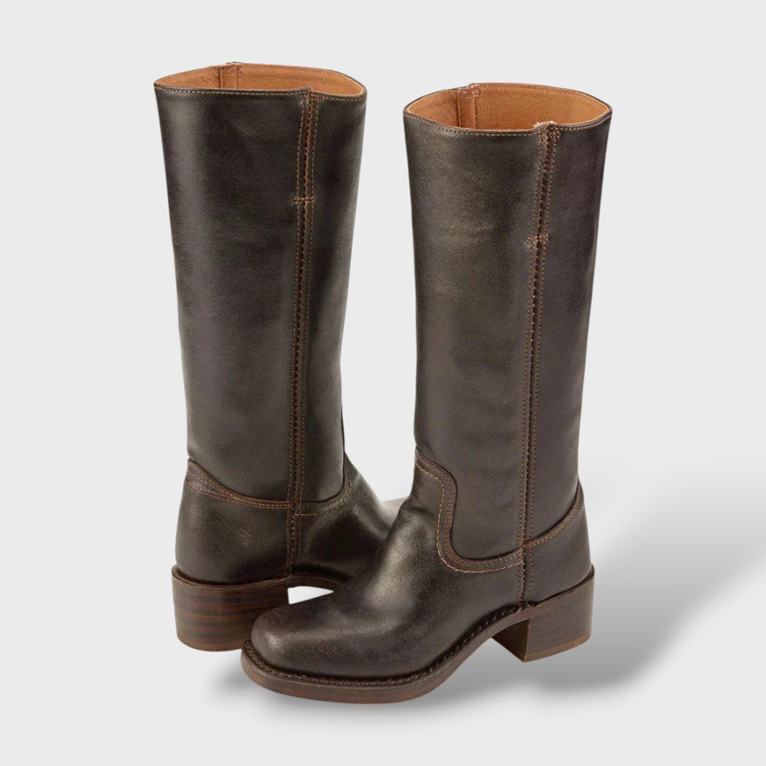 Damen Stiefel Clara – Kniehoch elegant, strukturierte Sohle