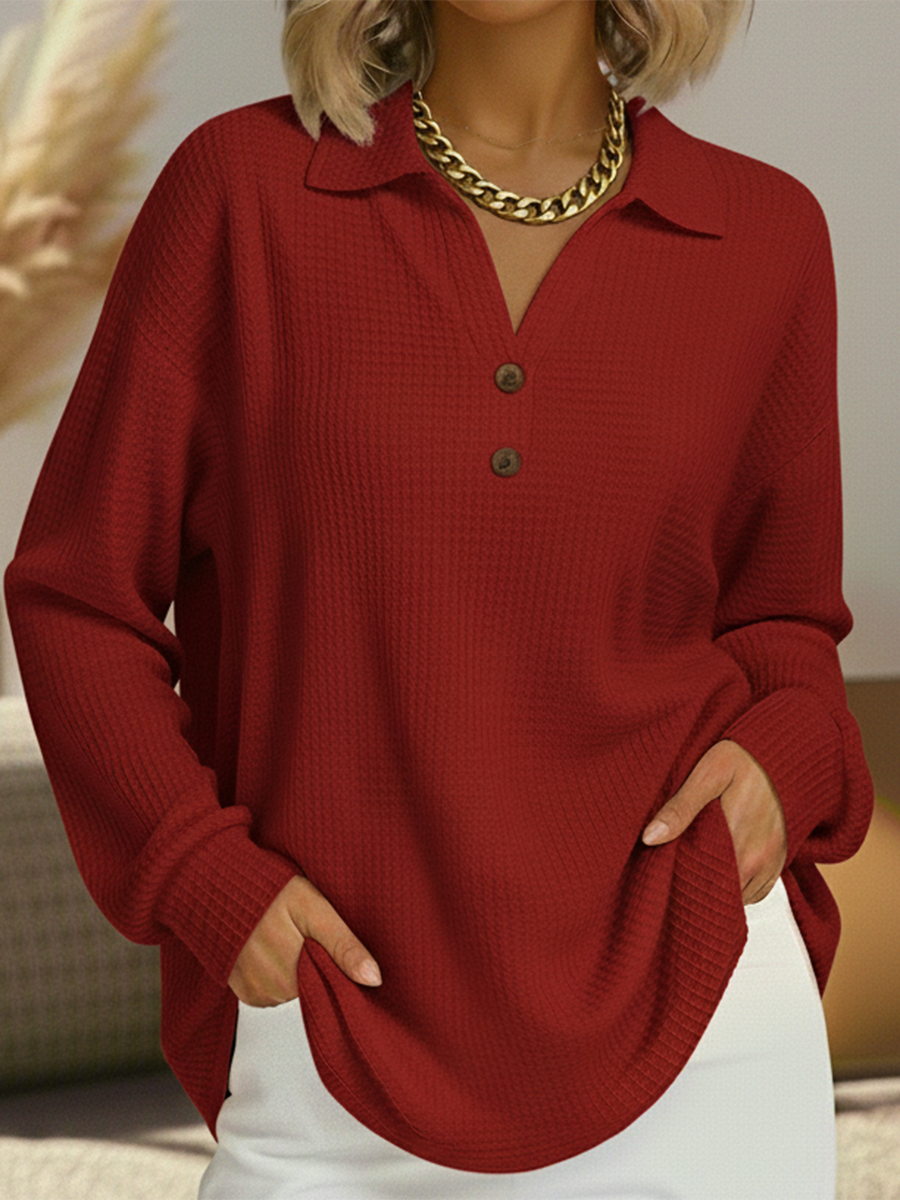 Damen Strickpullover Greta – Hemdkragen, Rippstrick