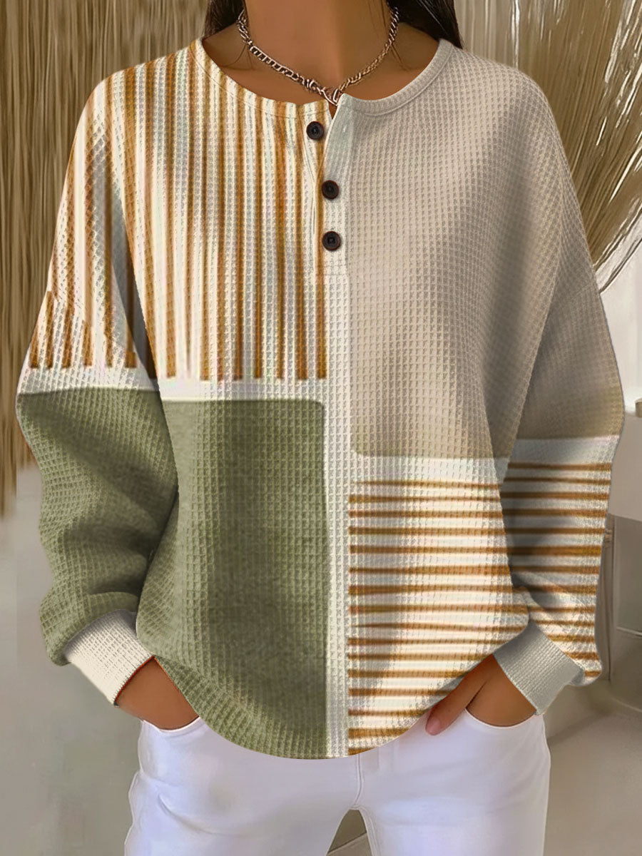 Damen Strickpullover Lucia – Farbblock Grün Senf