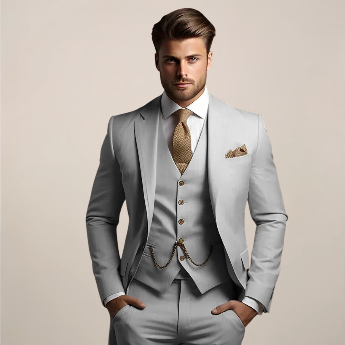 Herren Anzug Felix – Dreiteiliger Schnitt, atmungsaktiv, Hochzeit