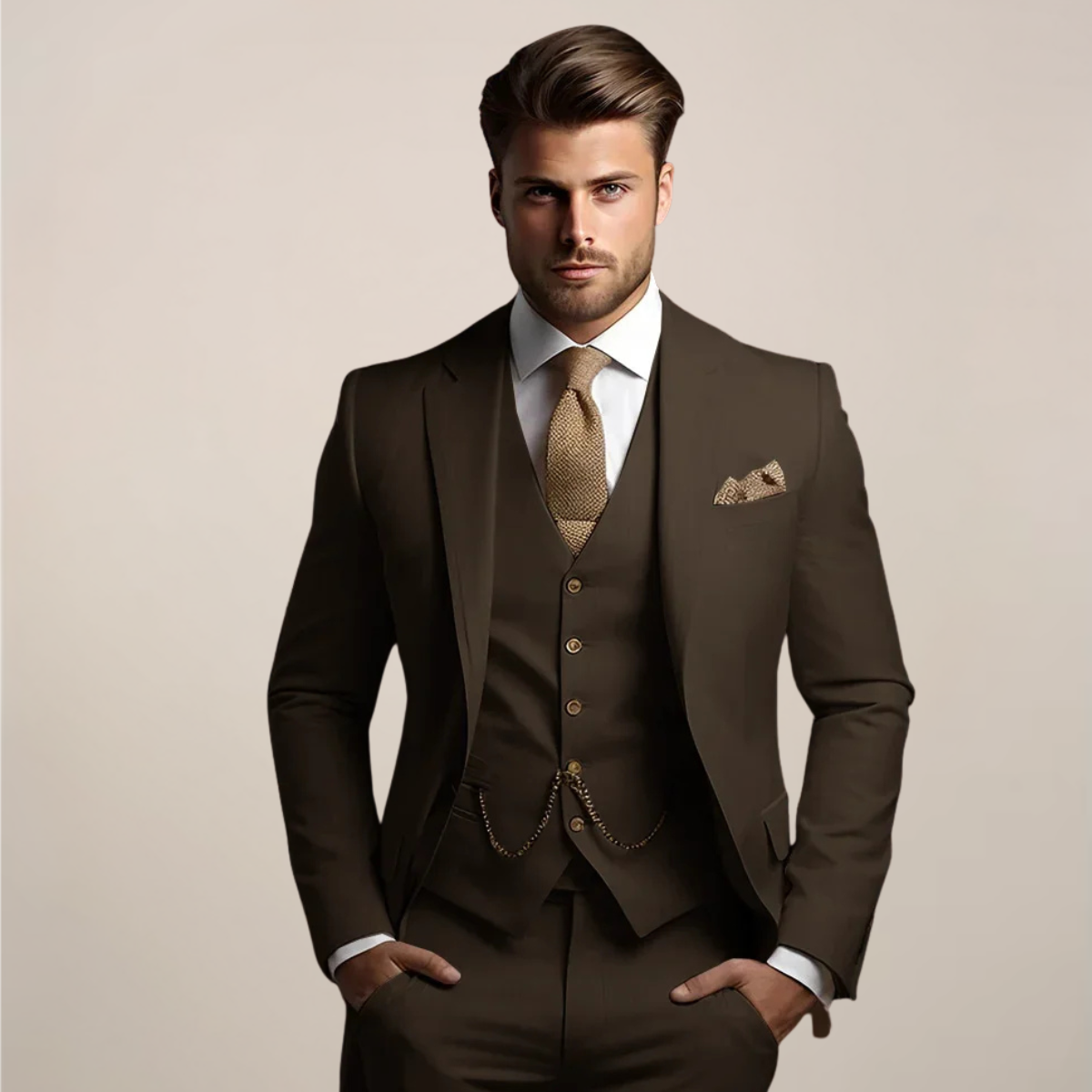 Herren Anzug Felix – Dreiteiliger Schnitt, atmungsaktiv, Hochzeit