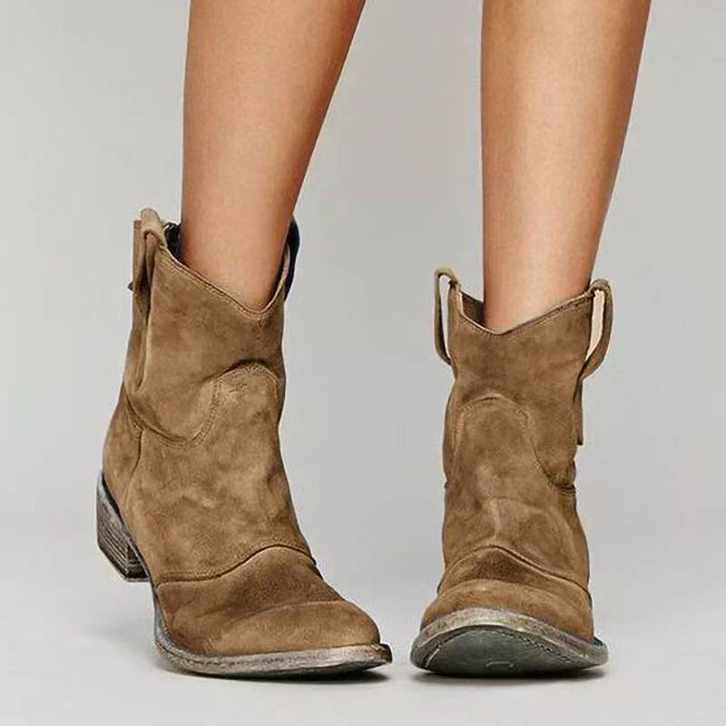 Damen Stiefelette Lena – Antik-Wildleder, Blockabsatz, elegant