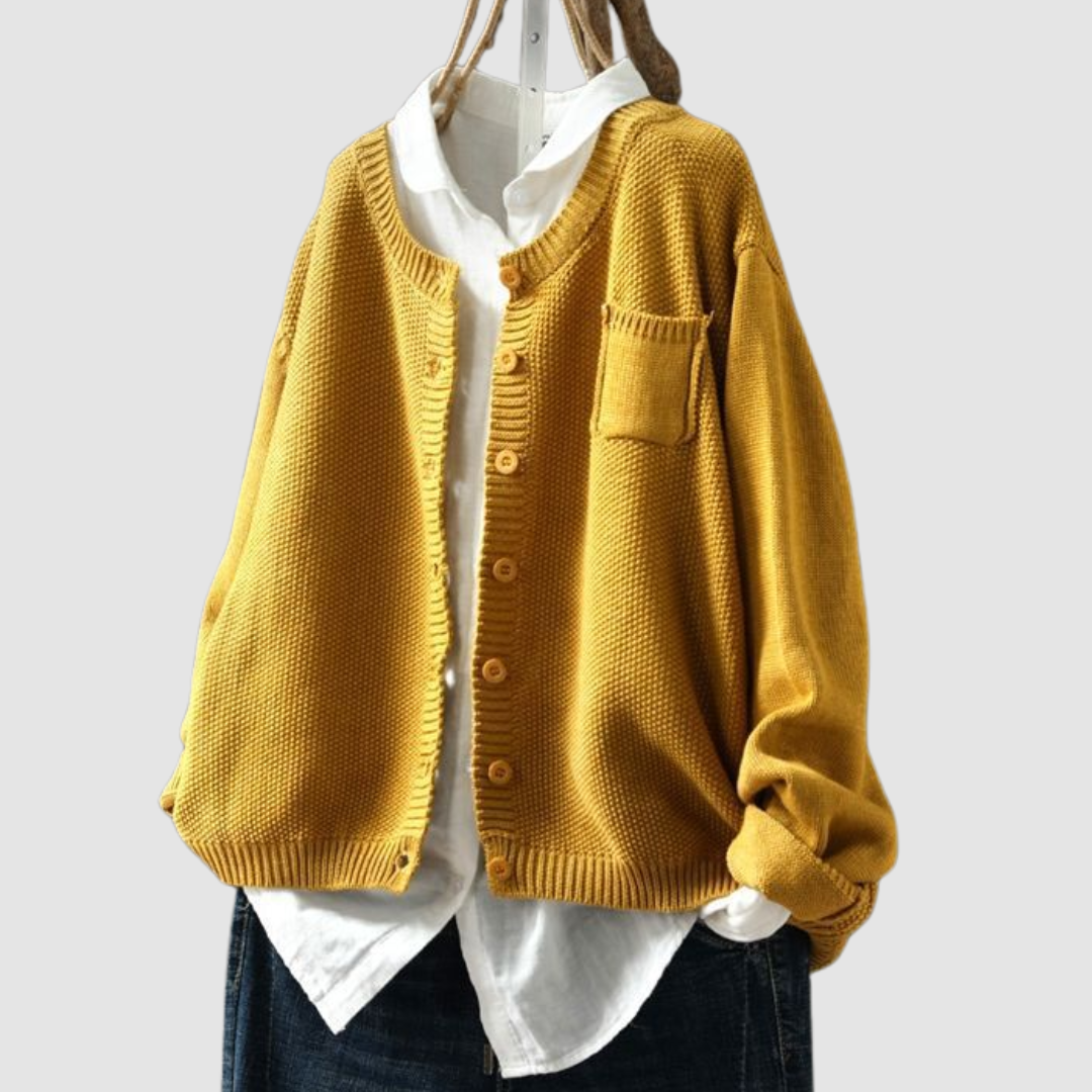 Damen Strickjacke Marlene – Gemütliches Strickmaterial, umhüllend
