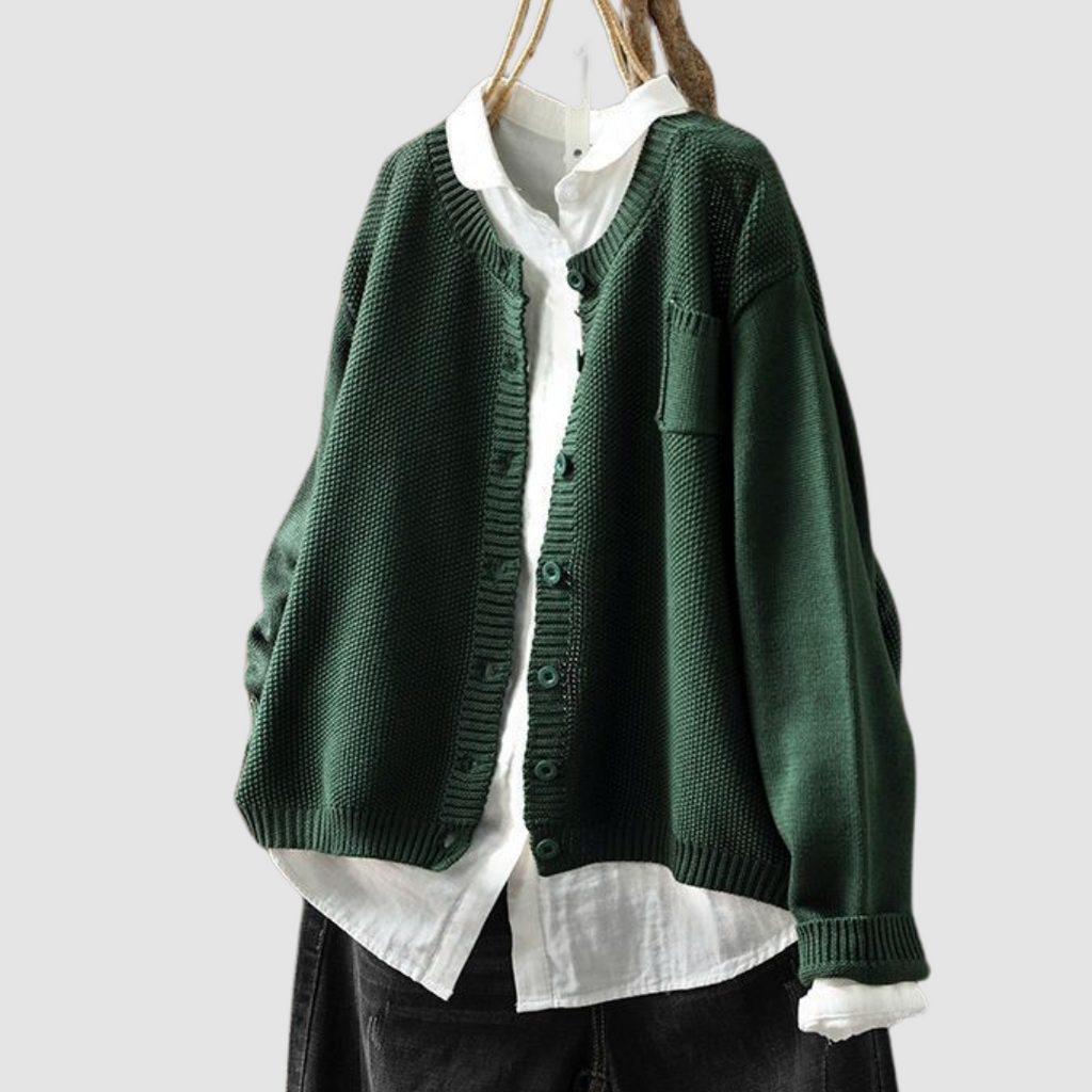 Damen Strickjacke Marlene – Gemütliches Strickmaterial, umhüllend