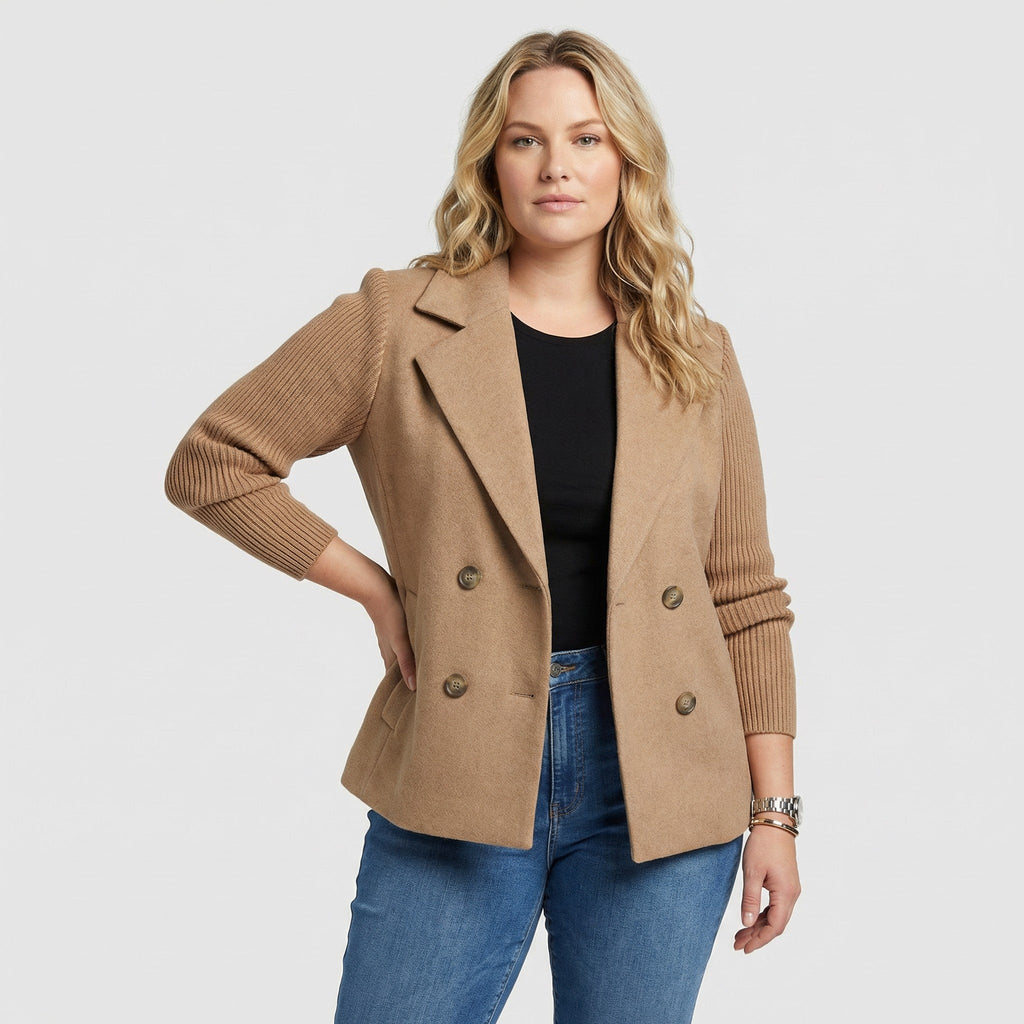 Damen Strickblazer Greta – Tailliert, Kragen mit Kerbe