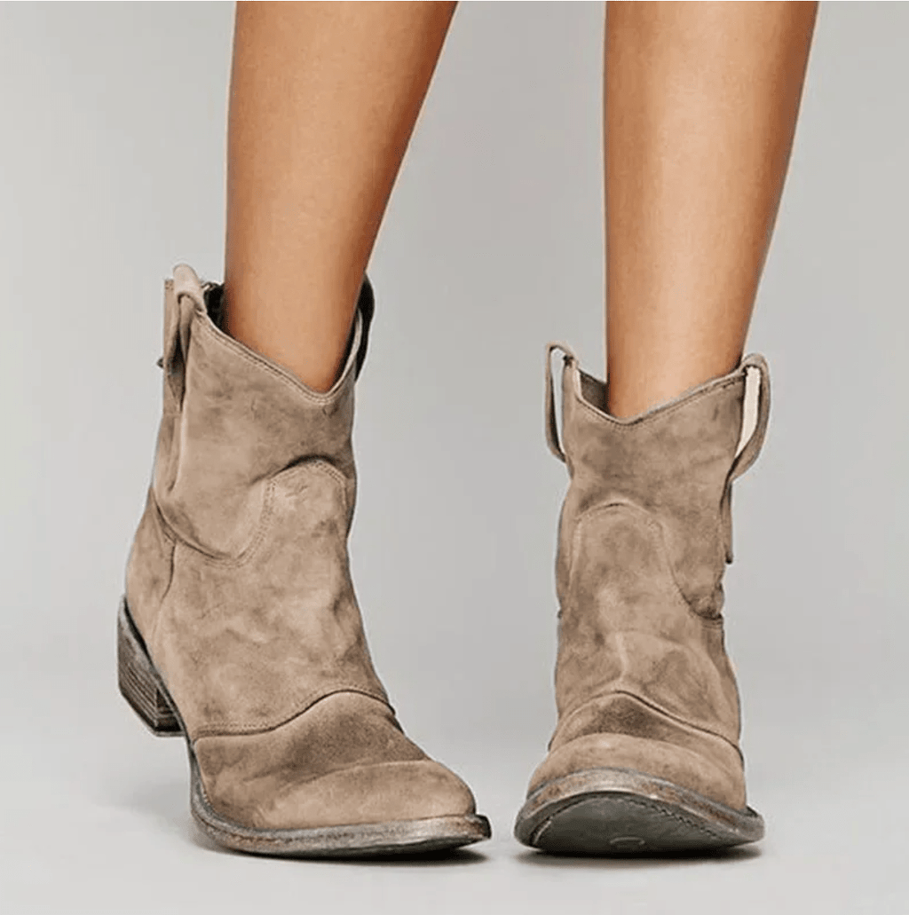 Damen Stiefelette Lena – Antik-Wildleder, Blockabsatz, elegant