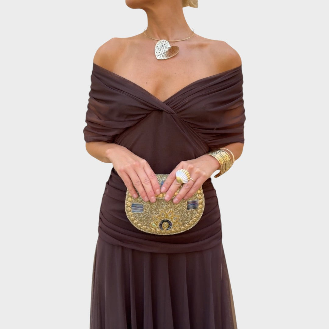 Damen Midi Kleid Lina – V-Ausschnitt florales Muster fließend