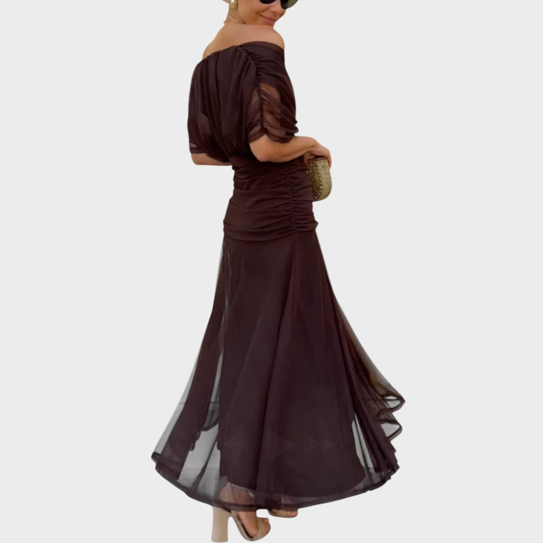Damen Midi Kleid Lina – V-Ausschnitt florales Muster fließend