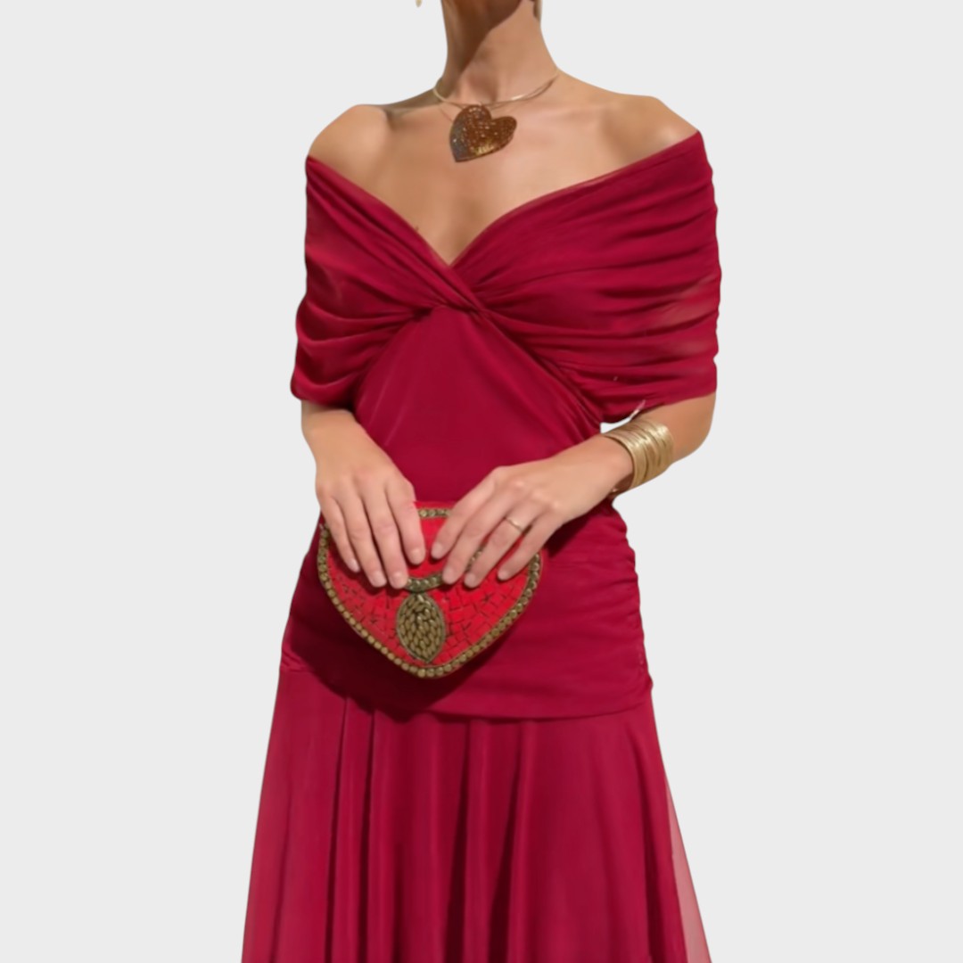 Damen Midi Kleid Lina – V-Ausschnitt florales Muster fließend