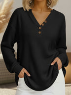 Damen Strickpullover Lina – V-Ausschnitt, feines Waffelmuster