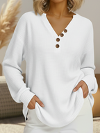 Damen Strickpullover Lina – V-Ausschnitt, feines Waffelmuster