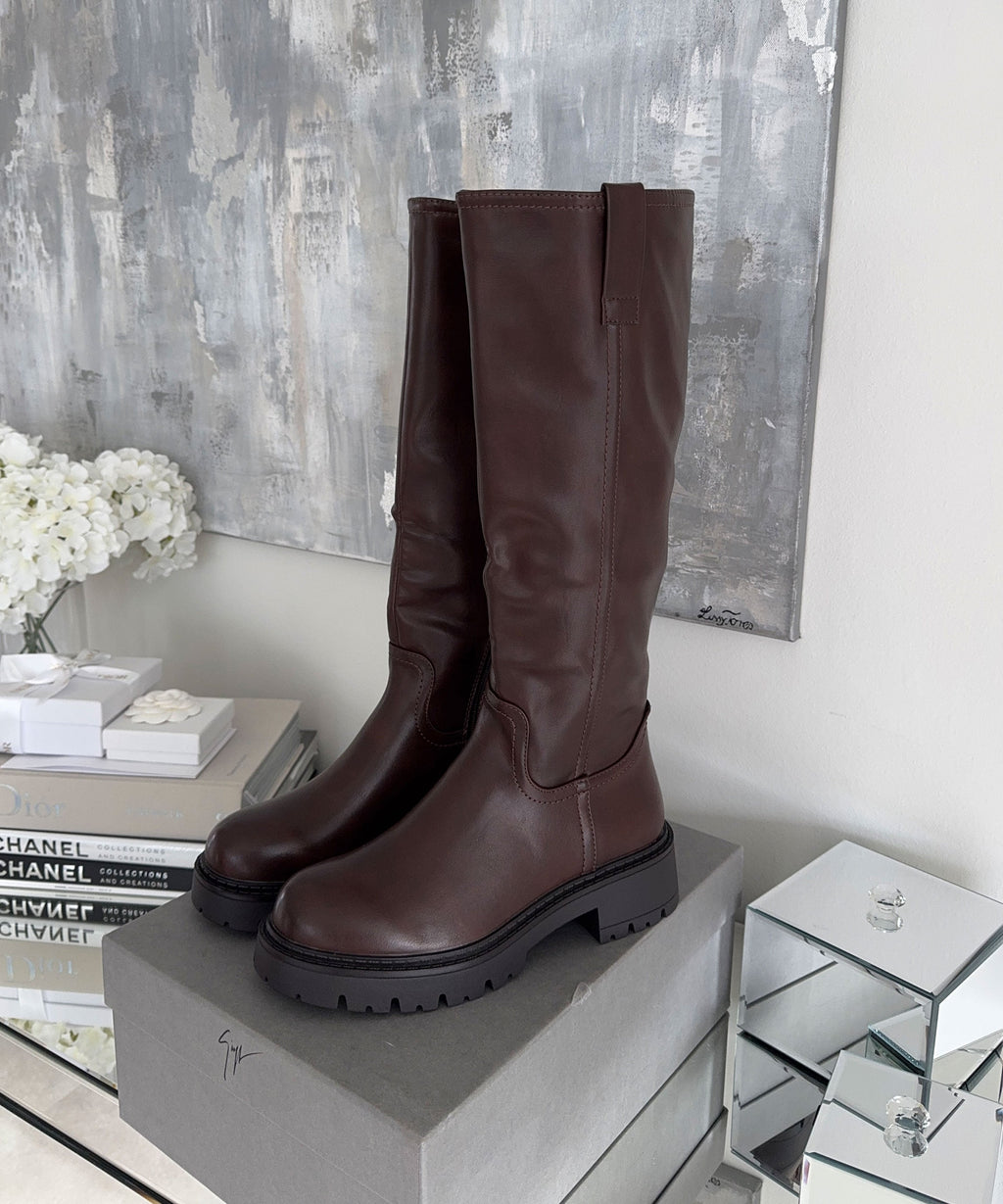 Damen Stiefel Langschaft Chira – Braun, Gefüttert