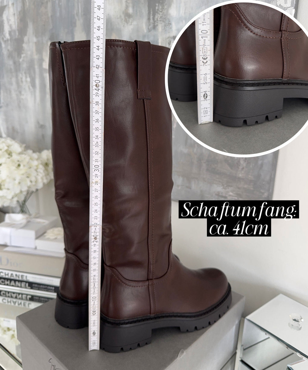 Damen Stiefel Langschaft Chira – Braun, Gefüttert