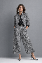 Damen Tweed Anzug Emma – Blazer kurz mit Palazzo-Hose